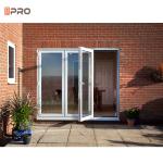 French Aluminum Bi Folding Patio Tempered Glass Door For Balcony Entrance