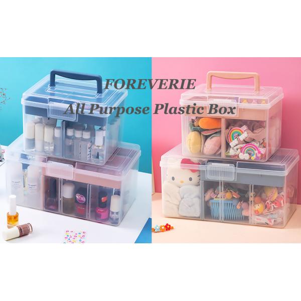 All Purpose Lidded Plastic Storage Box with Handle Small or Large Size 