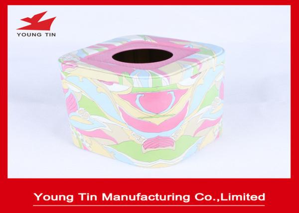 Empty Square Metal Tins With CMYK Printing , Tinplate Material Type Tissue Paper