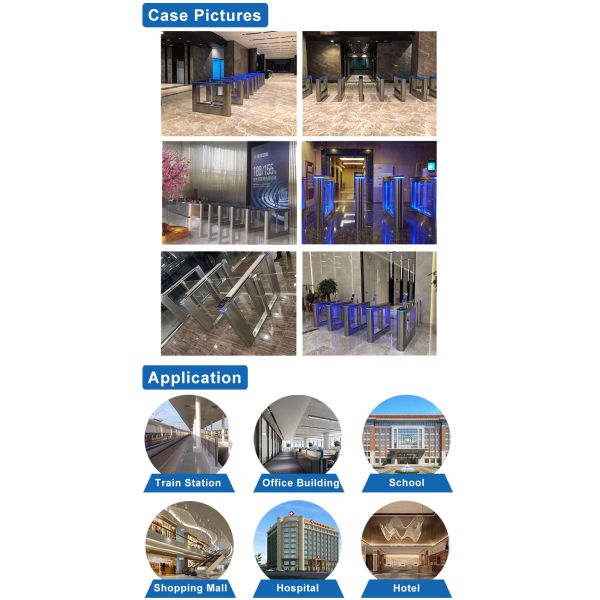 Flap Barrier Turnstile with TTL232 Communication 4 Pairs Infrared and DC 24V Output for High Security Access Control