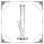 Grav Straigth Tube Glass Water pipes With Ingot Ice Catcher Bongs