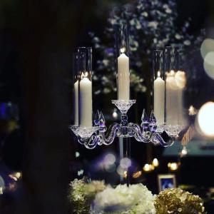 Wholesale 5 Arms Piece Crystal Glass Candelabra Tube Centerpieces Event Decoration 110CM from china suppliers