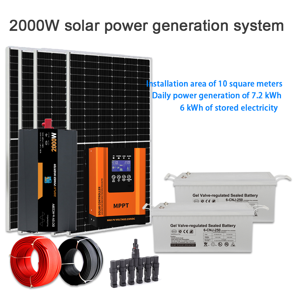 Home Solar Energy System 2KW Solar Panel Kit Off Grid With Mounting System