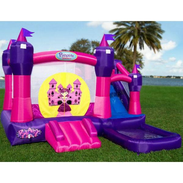 Jump And Slide Pink Bounce House PVC Plato Tarpaulin Scratch - Proof 4*4*4m