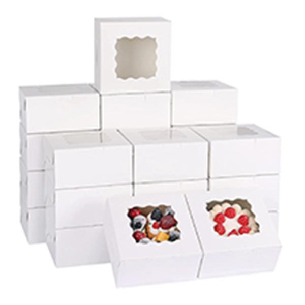 Custom Order Foldable Paper Box With Clear Display Window For Dessert Treat Packaging