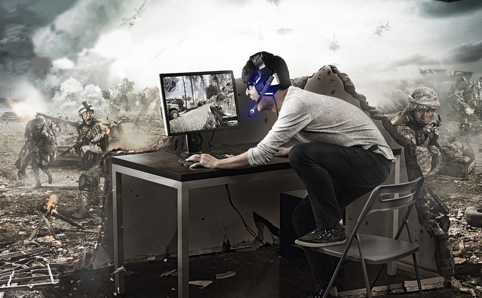 117dB 32ohm Hunterspider V3 LED Light Gaming Headset With Mic
