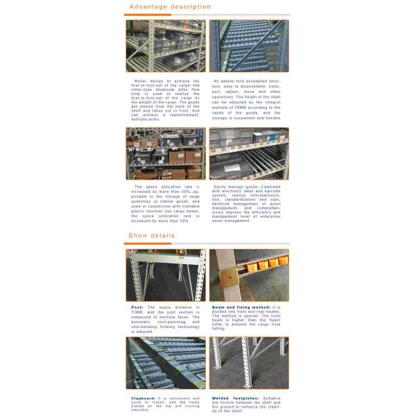 2.5 Tons Racks Carton Flow Orange 75mm Gravity Flow Rack In Warehouse