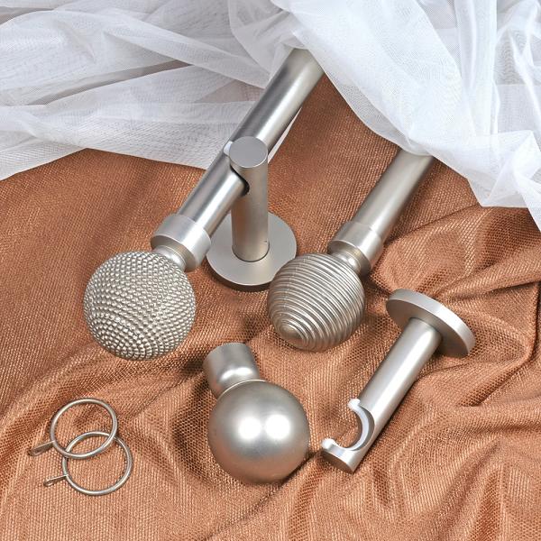 28mm Plane Iron Pipe Curtain Rods Set Stainless Nickel Iron Ball Finial For