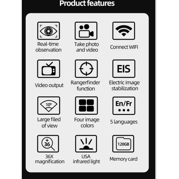 Night Vision Optic Binoculars with 6-36x50 LRF QHD Digital and Built-in Laser Rangefinder