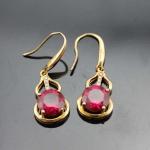 18k Rose Gold Plated 925 Silver 8mm Round Created Ruby Earrings (PSJ04155)