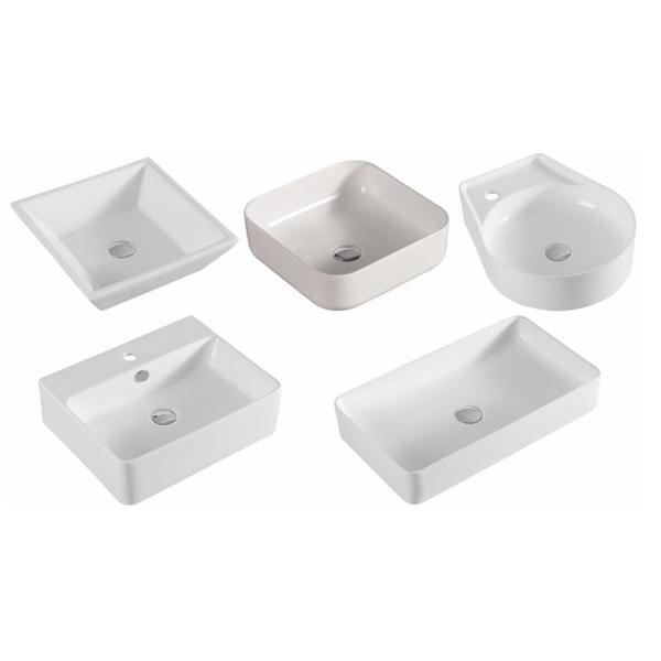 Home White Counter Top Wash Basin , Ceramic Bathroom Sink 430*430*170mm