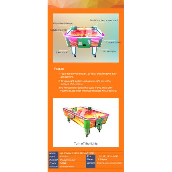 Child Amusement Game Machines Coin Operated L Size Curved Air Hockey Table