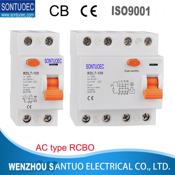 A or AC Type 2P 4P 30MA RCBO Circuit Breaker 6KA Automatically Disconnect STRO7