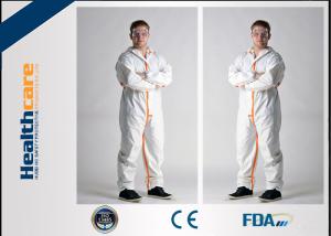 Wholesale Anti 2019-nCoV 60g Disposable Protective Coveralls With Hood Tape Nonwoven White from china suppliers