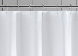 China Pure Cotton Shower Curtains , Mini Ruffled Ticking Stripe White Shower Curtain on sale