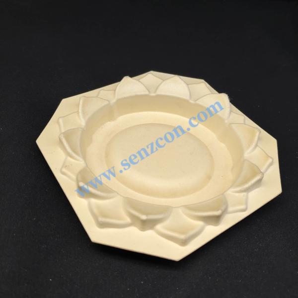 Factory direct supply of yellow pulp-molded lotus-shaped packaging bases, used for jewelry and food. Environmentally friendly, degradable, scratch