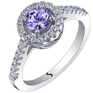 Wholesale Nature 0.5 ct Round Tanzanite Halo Ring in Sterling Silver Engagement Ring from china suppliers