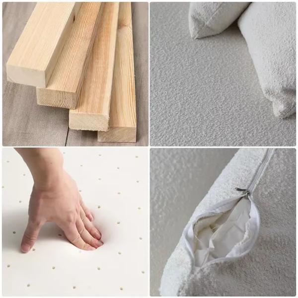 Italian cloud cream lamb velvet sofa set moon shaped curved light luxury Nordic sherpa lambs wool modern corner sofa bed