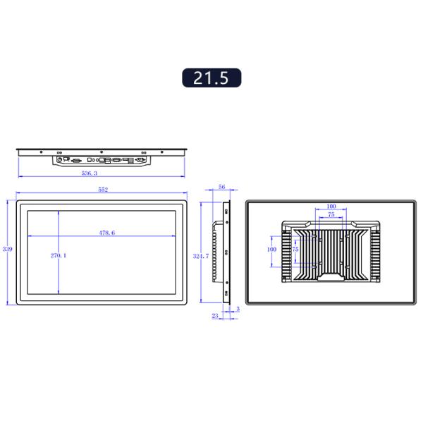 21.5 Inch Industrial Fanless Panel PC with Capacitive Touch IP65 Waterproof