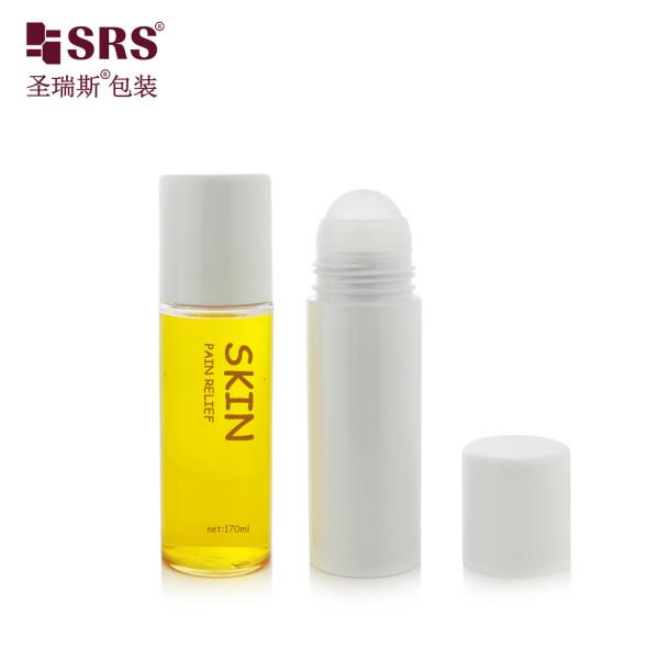 PET43-170ML Recyclable White PET PCR Plasitc Bottle With Metal Roller Ball For Pain Relief