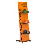 Shop Floor To Ceiling Wooden Display Rack Plywood Rotating Shoe Rack With Custom