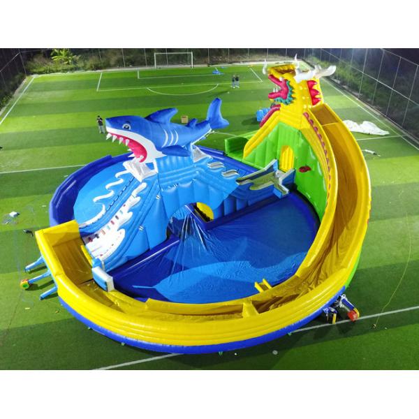 Circular Giant Kids Inflatable Water Slide Inflatable Dragon And Shark Slide
