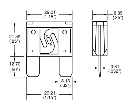 Mini Automotive Blade Fuses 32V Current Rating 20A ~ 100A For Automobile