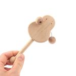 Handbell 6 Inch Wooden Teethers Safe Tambor Beech Wood Teether