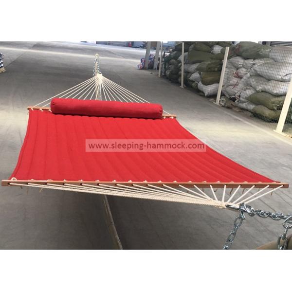 13 - 15 Foot Quilted Fabric Hammock , Island Red Mildew Resistant Hammock For 2