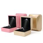 Custom Logo PU Plastic Jewelry Packaging Box with LED Light Hanhong Luxury Ring