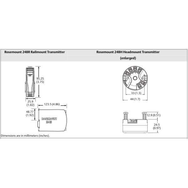 Head Mount Rosemount 248 Temperature Transmitter With 5 Point Calibration Sensor