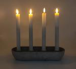 Cement Candlestick 4 Taper LED Candle Set 2.4*2.4*20cm Cement Base 30*10*5.2cm
