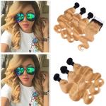 Ombre Blonde 1B 27 Peruvian Hair Body Wave 3 Bundles With Closure Ombre Human