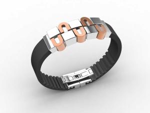 Wholesale Top Quality Europe Fashion Stainless Steel Genuine Leather Silicone Bangle Bracelet ADB131 from china suppliers