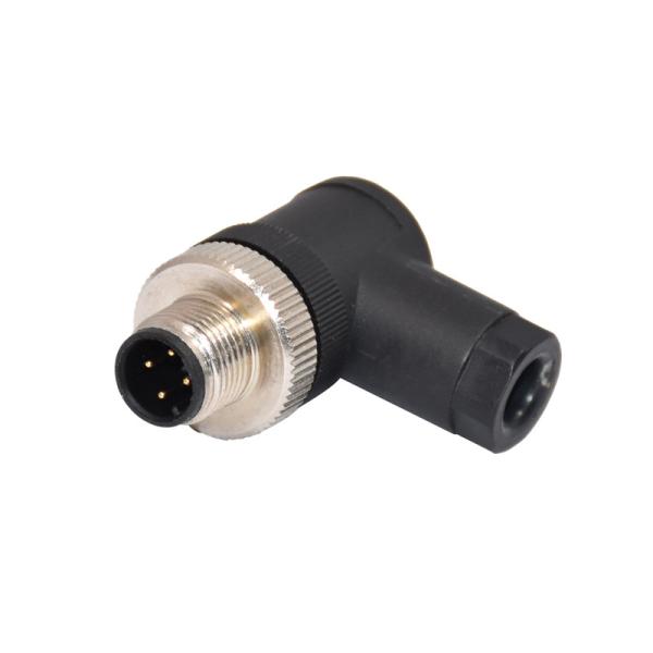 M12 90degree Male Assembly Screw Male 4P Field Wirable Assembly Waterproof Cable