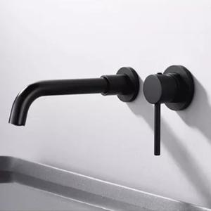 Brass Modern Wall Mounted Single Handle Basin Mixer Lever Handle