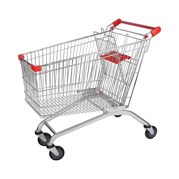 4 Wheels Metal Supermarket Shopping Cart / 150L Shopping Trolley
