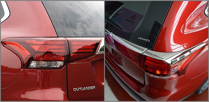 Plastic Car Headlight Covers , MITSUBISHI New Outlander 2016 2017 Chromed Decoration Parts Tail lamp Garnish