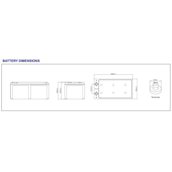 74 Kg 12V Telecom Battery 499 X259 X 219 Mm OPzV12-200 PE Separator