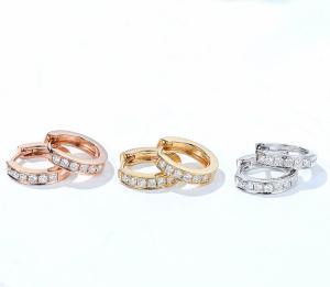 Wholesale 18K Gold Diamond Simple OL Stud Earrings 2.3g 18K Three-Color Ear Stud from china suppliers