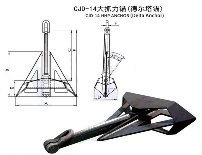 High Horse Power Delta 100kg 20000kg Marine Boat Anchors For Tanker Bulker