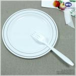 Disposable Dinner Plate White With Silver Florence Design Elegant Disposable