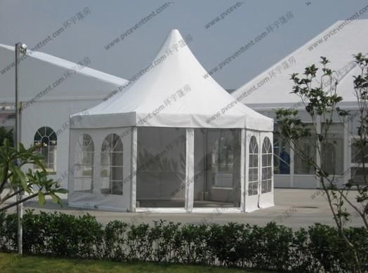 White PVC Pagoda Party Tent , Luxury Outdoor Canopy Tent White With Glass
