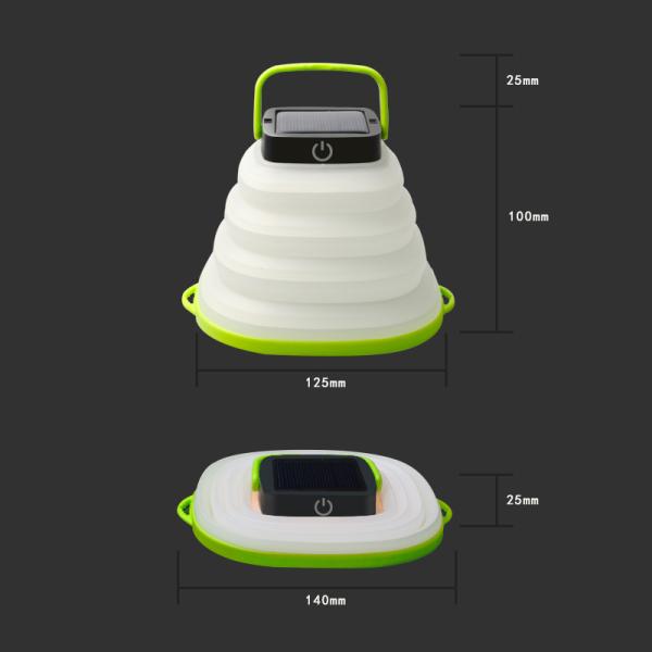 IP65 Silicon Collapsible Solar Lamp LED Collapsible Solar Camping Light USB Rechargeable