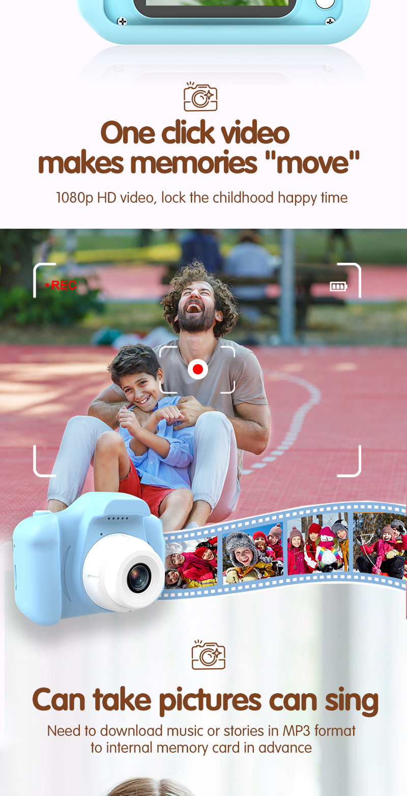 X11S Mini Dual Lens Kids Camera 1080P Bunny Cartoon Children Camera Adorable Toy Kids Selfie Digital Camera As Gift Prize
