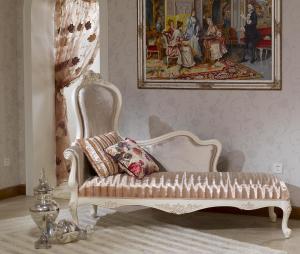 Wholesale Champagne Hand Carved Luxury Chaise Lounge Chaise Lounge Sofa Flower Print from china suppliers