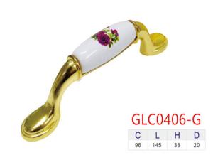 Wholesale 76mm Ceramic Handles And Knobs , Antique Brass Flower Pattern Porcelain Cupboard Handles from china suppliers