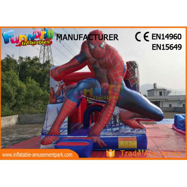 Outdoor Inflatable Bouncer Slide / Spiderman Action Air Jumping Castle