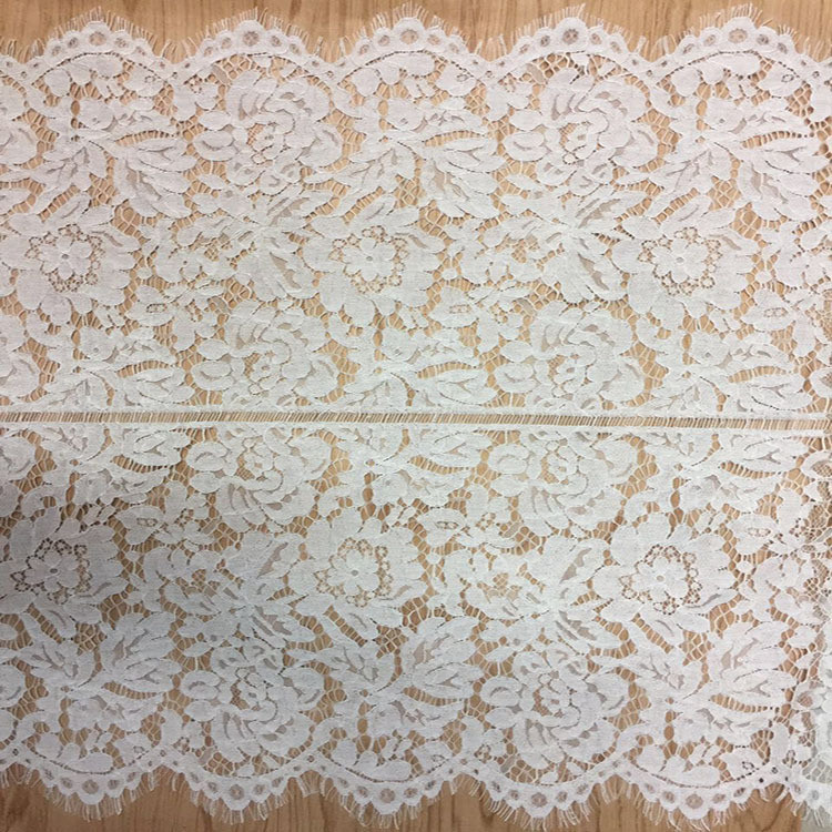 White Jacquard Eyelash Border Lace For Garment