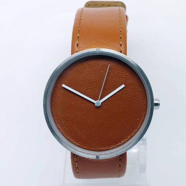 Fashion design and color watch Stainless steel case with geniune leather strap